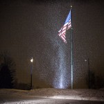 Brian Wolfe, "Red, White and Blue Snowsquall," at the foot of Broadway February 21, 2015 shot from the car on my way home.